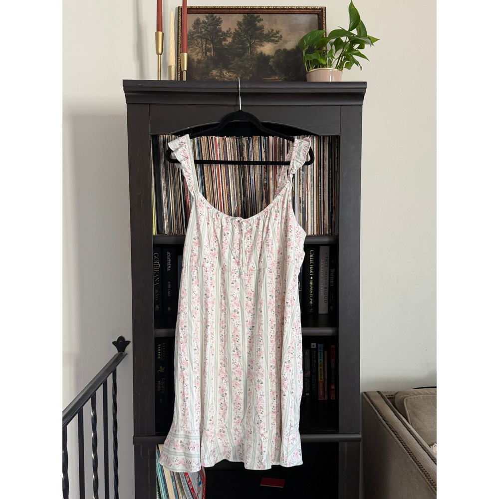 LoveSick Dress Size 3X White Pink Floral Ruffle Sleeve Mini Babydoll